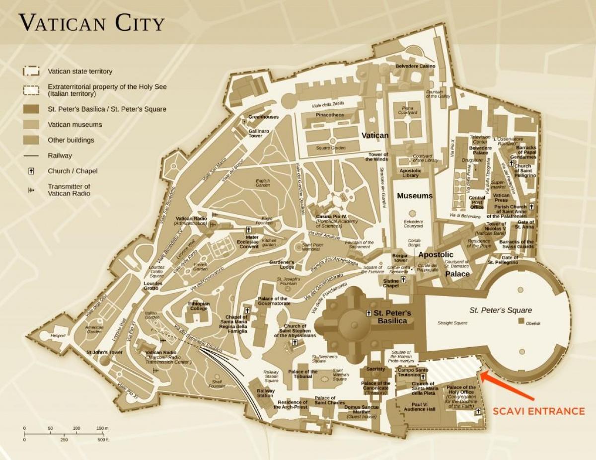 מפה של חפירות המשרד עיר הוותיקן.